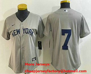 Women's New York Yankees #7 Mickey Mantle 2021 Grey Field of Dreams Cool Base Stitched Jersey