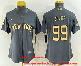 Women's New York Yankees #99 Aaron Judge Grey 2022 All Star Stitched Cool Base Nike Jersey