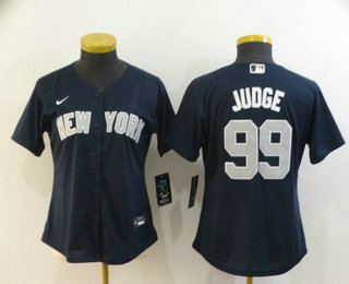 Women's New York Yankees #99 Aaron Judge Navy Blue Stitched MLB Cool Base Nike Jersey