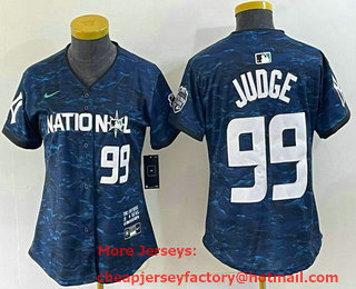 Women's New York Yankees #99 Aaron Judge Number Royal 2023 All Star Cool Base Stitched Baseball Jersey