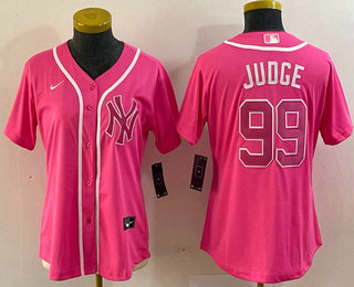 Women's New York Yankees #99 Aaron Judge Pink Cool Base Stitched Baseball Jersey