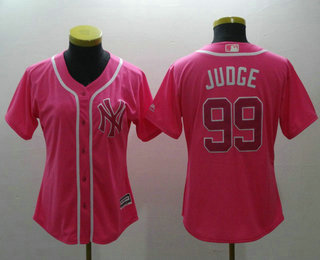 Women's New York Yankees #99 Aaron Judge Pink Fashion Stitched MLB Cool Base Jersey