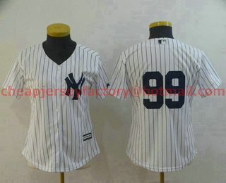 Women's New York Yankees #99 Aaron Judge White No Name Home Stitched MLB Cool Base Jersey