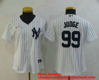 Women's New York Yankees #99 Aaron Judge White Stitched MLB Cool Base Nike Jersey