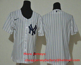 Women's New York Yankees Blank White Home Stitched MLB Cool Base Nike Jersey
