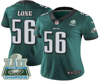 Women's Nike Philadelphia Eagles #56 Chris Long Midnight Green Team Color Super Bowl LII Champions Stitched NFL Vapor Untouchable Limited Jersey