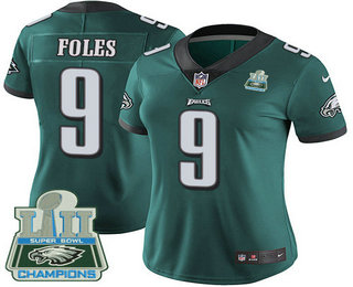 Women's Nike Philadelphia Eagles #9 Nick Foles Midnight Green Team Color Super Bowl LII Champions Stitched NFL Vapor Untouchable Limited Jersey