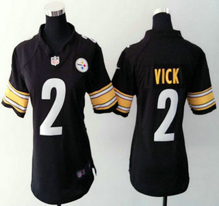 Women's Nike Pittsburgh Steelers #2 Michael Vick Game Black Team Color NFL Jersey
