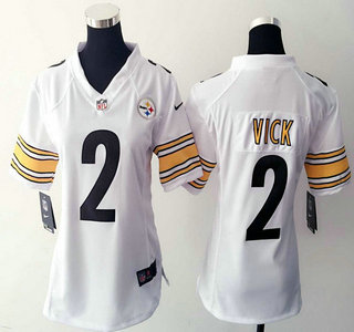 Women's Nike Pittsburgh Steelers #2 Michael Vick Game White NFL Jersey