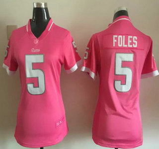 Women's Nike St. Louis Rams #5 Nick Foles Pink Bubble Gum 2015 NFL Jersey
