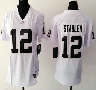 Women's Oakland Raiders #12 Kenny Stabler White Retired Player NFL Nike Game Jersey