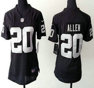 Women's Oakland Raiders #20 Nate Allen Nike Black Game Jersey