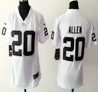 Women's Oakland Raiders #20 Nate Allen Nike White Game Jersey