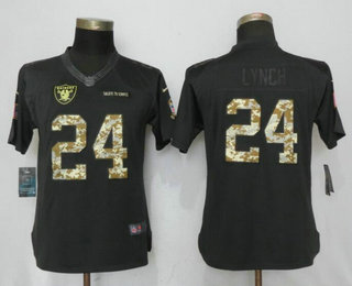 Women's Oakland Raiders #24 Marshawn Lynch Black Anthracite 2016 Salute To Service Stitched NFL Nike Limited Jersey