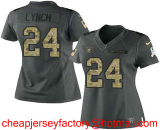 Women's Oakland Raiders #24 Marshawn Lynch Black Anthracite 2016 Salute To Service Stitched Nike NFL Nike Limited Jersey