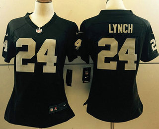 Women's Oakland Raiders #24 Marshawn Lynch Black Team Color Stitched NFL Nike Game Jersey