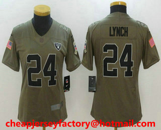 Women's Oakland Raiders #24 Marshawn Lynch Olive 2017 Salute To Service Stitched NFL Nike Limited Jersey