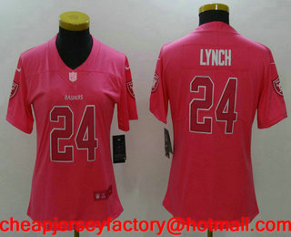 Women's Oakland Raiders #24 Marshawn Lynch Pink Fashion 2017 Rush NFL Nike Limited Jersey