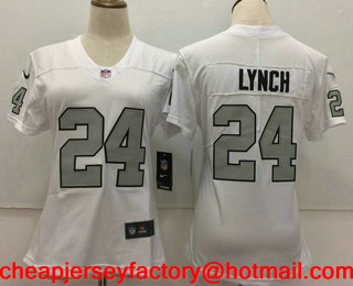 Women's Oakland Raiders #24 Marshawn Lynch White 2016 Color Rush Gold Stitched NFL Nike Limited Jersey