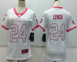 Women's Oakland Raiders #24 Marshawn Lynch White Pink 2016 Color Rush Fashion NFL Nike Limited Jersey