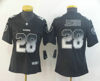 Women's Oakland Raiders #28 Josh Jacobs Black 2019 Vapor Smoke Fashion Stitched NFL Nike Limited Jersey