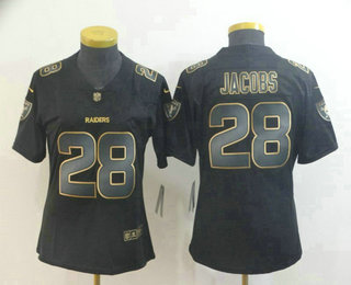 Women's Oakland Raiders #28 Josh Jacobs Black Gold 2019 Vapor Untouchable Stitched NFL Nike Limited Jersey
