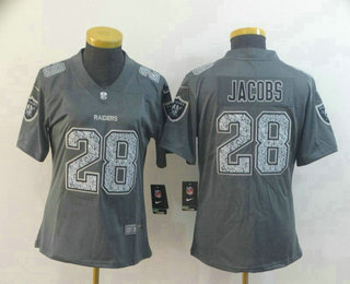 Women's Oakland Raiders #28 Josh Jacobs Gray Fashion Static 2019 Vapor Untouchable Stitched NFL Nike Limited Jersey