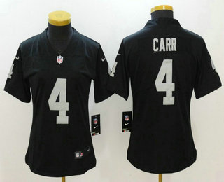 Women's Oakland Raiders #4 Derek Carr Black 2017 Vapor Untouchable Stitched NFL Nike Limited Jersey