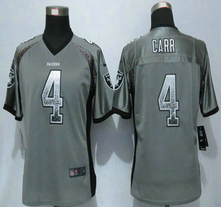 Women's Oakland Raiders #4 Derek Carr Grey Drift Fashion NFL Nike Jersey