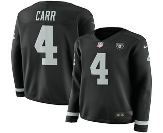 Women's Oakland Raiders #4 Derek Carr Nike Black Therma Long Sleeve Limited Jersey