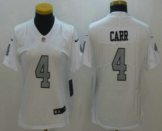 Women's Oakland Raiders #4 Derek Carr White 2016 Color Rush Stitched NFL Nike Limited Jersey