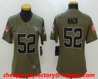 Women's Oakland Raiders #52 Khalil Mack Olive 2017 Salute To Service Stitched NFL Nike Limited Jersey