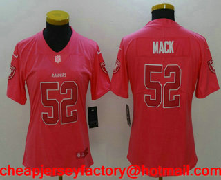 Women's Oakland Raiders #52 Khalil Mack Pink Fashion 2017 Rush NFL Nike Limited Jersey