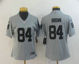 Women's Oakland Raiders #84 Antonio Brown Grey 2019 Inverted Legend Stitched NFL Nike Limited Jersey