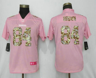 Women's Oakland Raiders #84 Antonio Brown Pink Camo Fashion 2019 Vapor Untouchable Stitched NFL Nike Limited Jersey