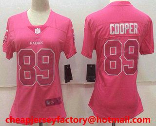 Women's Oakland Raiders #89 Amari Cooper Pink Fashion 2017 Rush NFL Nike Limited Jersey