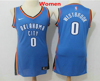 Women's Oklahoma City Thunder #0 Russell Westbrook New Royal Blue 2017-2018 Nike Swingman Stitched NBA Jersey