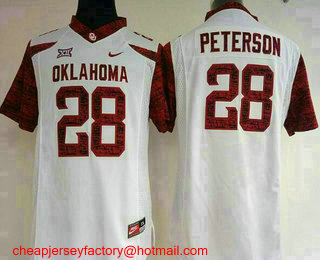 Women's Oklahoma Sooners #28 Adrian Peterson White 2016 College Football Nike Jersey