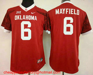 Women's Oklahoma Sooners #6 Baker Mayfield Red Limited Stitched College Football 2016 Nike NCAA Jersey