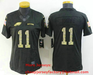 Women's Philadelphia Eagles #11 AJ Brown Black Anthracite 2022 Salute To Service Stitched NFL Nike Limited Jersey