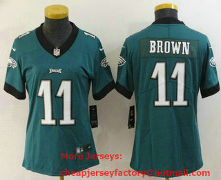Women's Philadelphia Eagles #11 AJ Brown Midnight Green 2022 Vapor Untouchable Stitched NFL Nike Limited Jersey