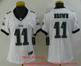 Women's Philadelphia Eagles #11 AJ Brown White 2022 Vapor Untouchable Stitched NFL Nike Limited Jersey