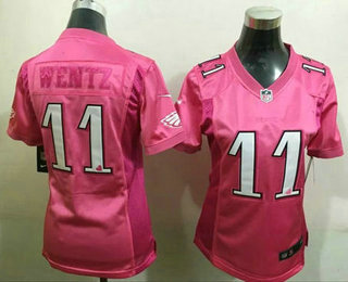 Women's Philadelphia Eagles #11 Carson Wentz Pink Love Stitched NFL Nike Fashion Jersey
