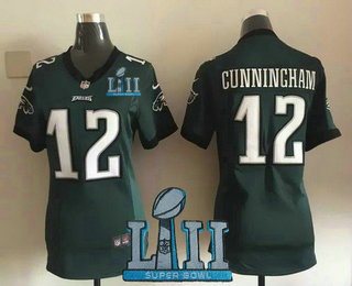 Women's Philadelphia Eagles #12 Randall Cunningham Midnight Green 2018 Super Bowl LII Patch  Retired Player NFL Nike Game Jersey