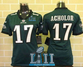 Women's Philadelphia Eagles #17 Nelson Agholor Green Team Color 2018 Super Bowl LII Patch NFL Nike Game Jersey