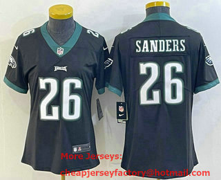 Women's Philadelphia Eagles #26 Miles Sanders Black Untouchable Limited Stitched Jersey