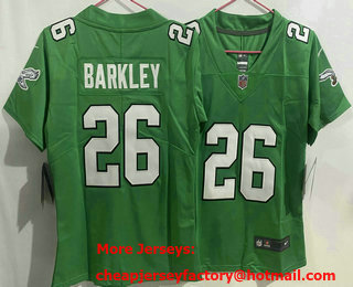 Women's Philadelphia Eagles #26 Saquon Barkley  Limited Kelly Green Vapor Jersey