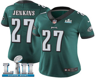 Women's Philadelphia Eagles #27 Malcolm Jenkins Midnight Green 2018 Super Bowl LII Patch Vapor Untouchable Stitched NFL Nike Limited Jersey
