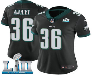 Women's Philadelphia Eagles #36 Jay Ajayi Black 2018 Super Bowl LII Patch Vapor Untouchable Stitched NFL Nike Limited Jersey