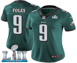 Women's Philadelphia Eagles #9 Nick Foles Midnight Green 2018 Super Bowl LII Patch Vapor Untouchable Stitched NFL Nike Limited Jersey